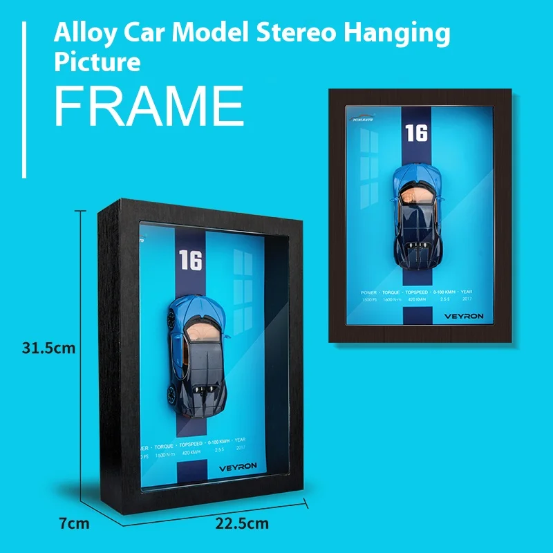 1/32 Photo Frame Version Alloy Metal Sports Car Model Simulation 3D Racing Car Hanging Painting Collection Kids Gifts Decoration