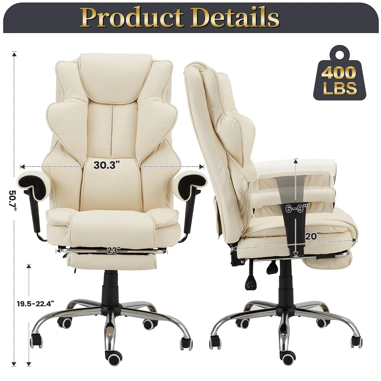 Heated Recliner Office Chair with Massager, Footrest, Height Adjustable Arm | 155° Reclining Big and Tall Executive, Customized