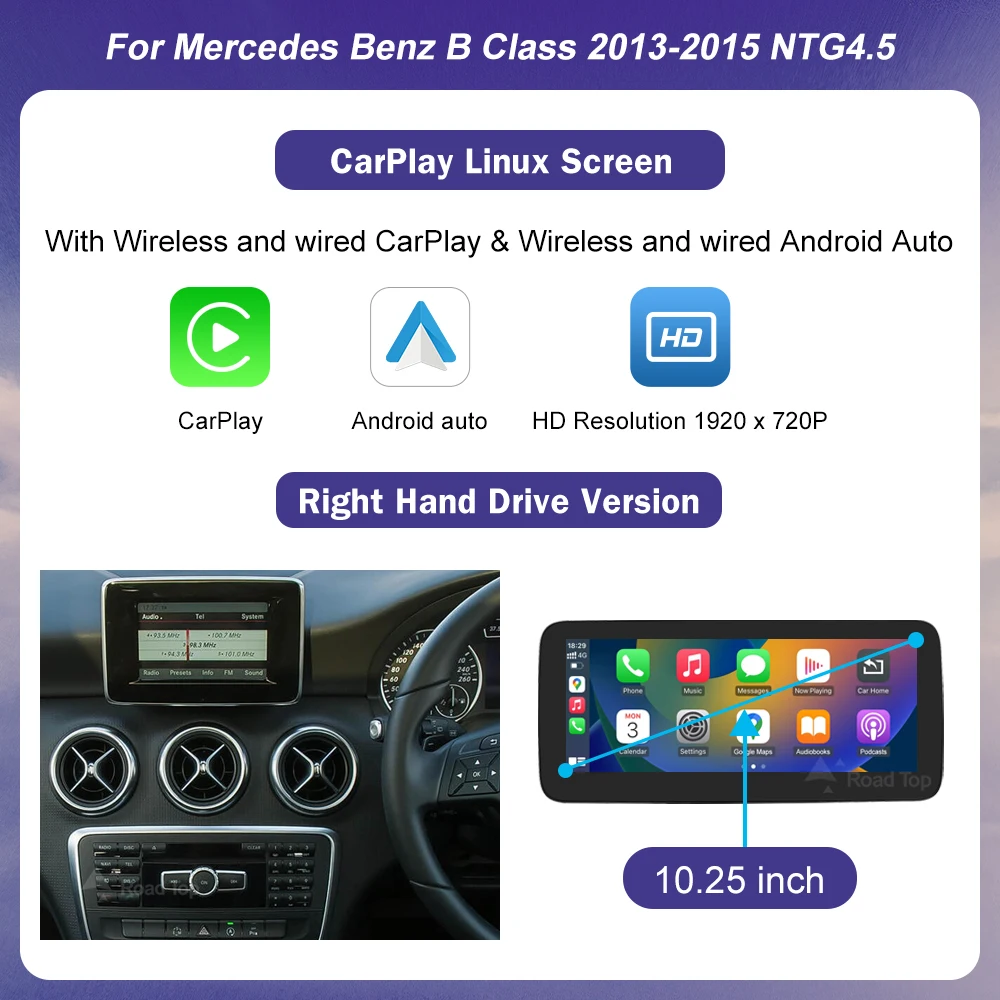 Draadloze Carplay Linux Touchscreen voor Mercedes Benz A B Klasse CLA GLA W176 W246 2013-2015 NTG4.5 Android auto Radio Multimedia - afbeelding 1