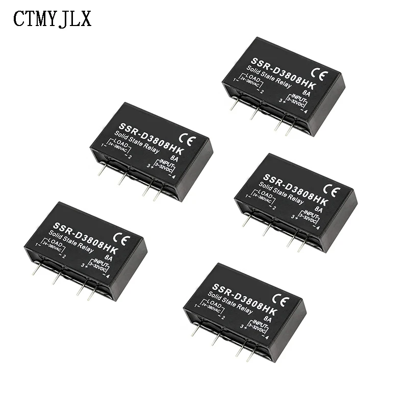 5pcs PCB SSR-D3803HK SSR-D3805HK SSR-D3808HK Dedicated With Pins 3A 5A 8A DC-AC Solid State Relay D3803HK D3805HK D3808HK Relays