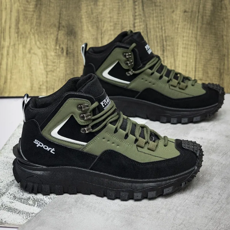 Mens Shoes 2025 Autumn Winter High Top Ankle Boots Outdoor Hiking Casual Shoes Light Anti Slip Wear-resistant Comfort Zapatillas