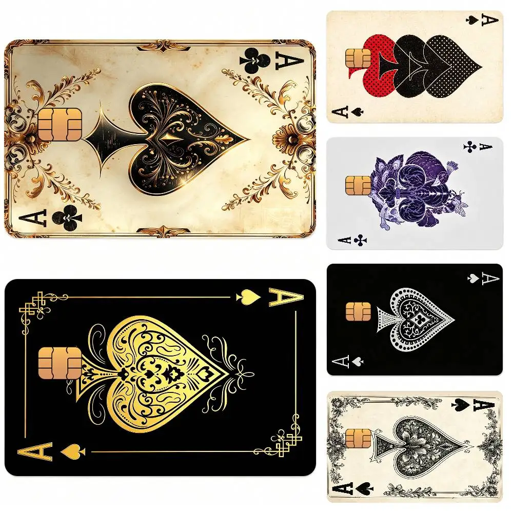 Ace of Spades P-Poker Card Stickers for Bank Access Protective Waterproof Film Cover Sticker Surprise Gift