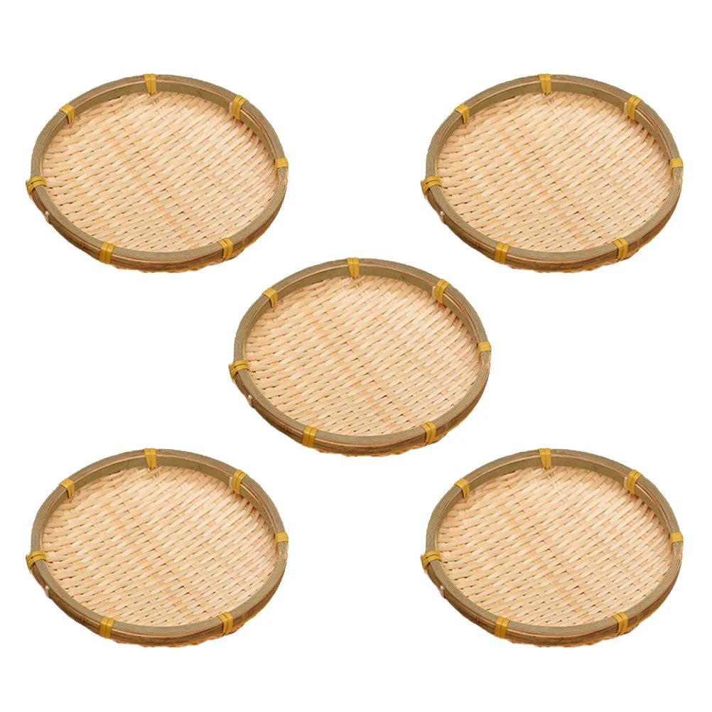 

5Pcs Bamboo Weaving Sieves Practical Household Fruit Vegetable Baskets Sieve Rice Draining Home Restaurant Decor