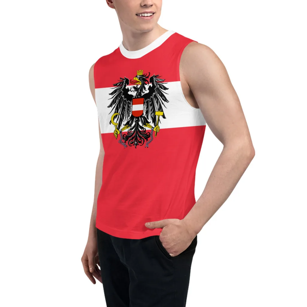 Sleeveless T-shirt Austria Flag 3D Men's Boys Tshirt Gyms Tank Tops Fitness Joggers Basketball Training Vest