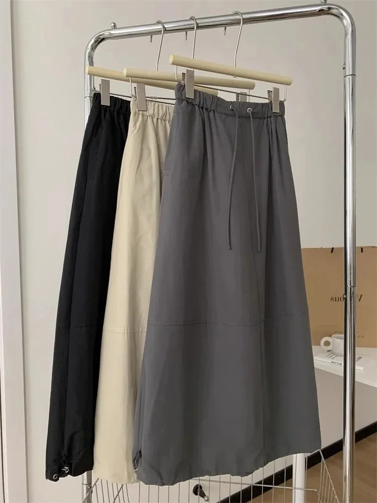 

plus Size Women's American Retro Workwear Skirt High Waist A-Line Midi Length Conceals Hip Flattering Summer Polyester Fiber