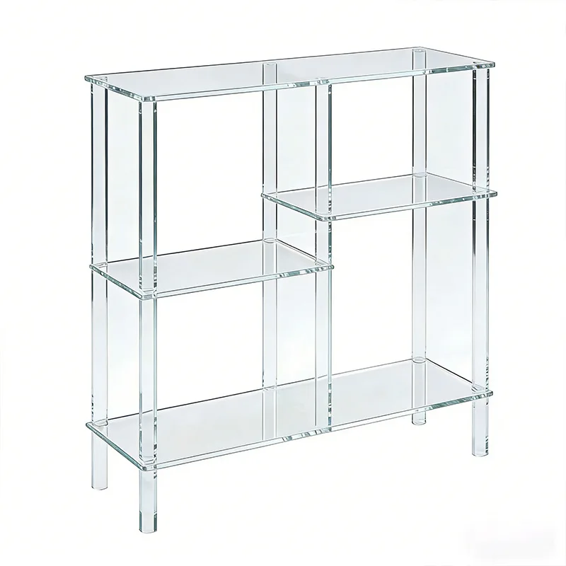 

LTT acrylic square edge stepped side table transparent bedside table