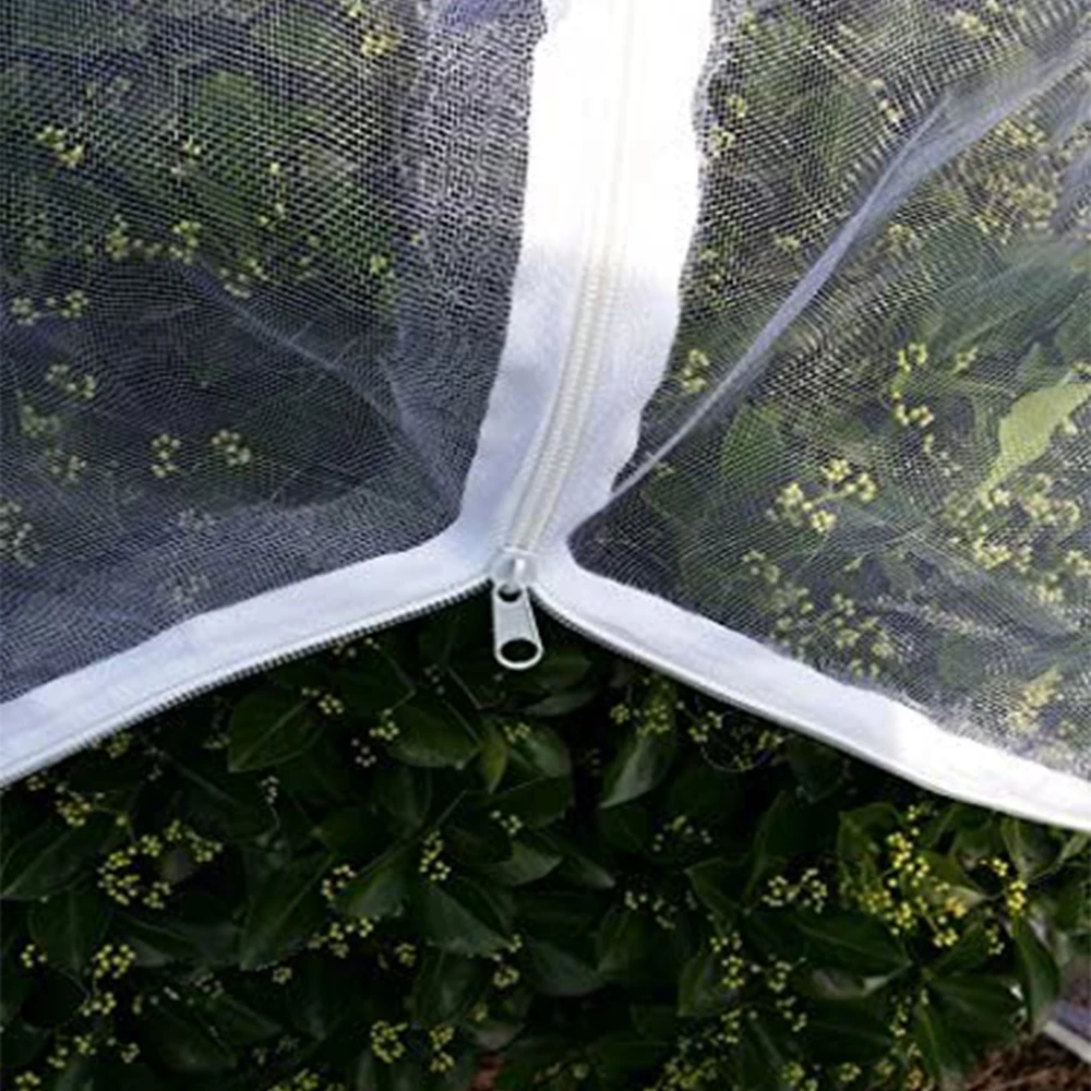 84 in. W x 72 in. H inGarden Insect Netting Plant Cover -Shape Bag with Zipper and Rope, Insect Barrier, White