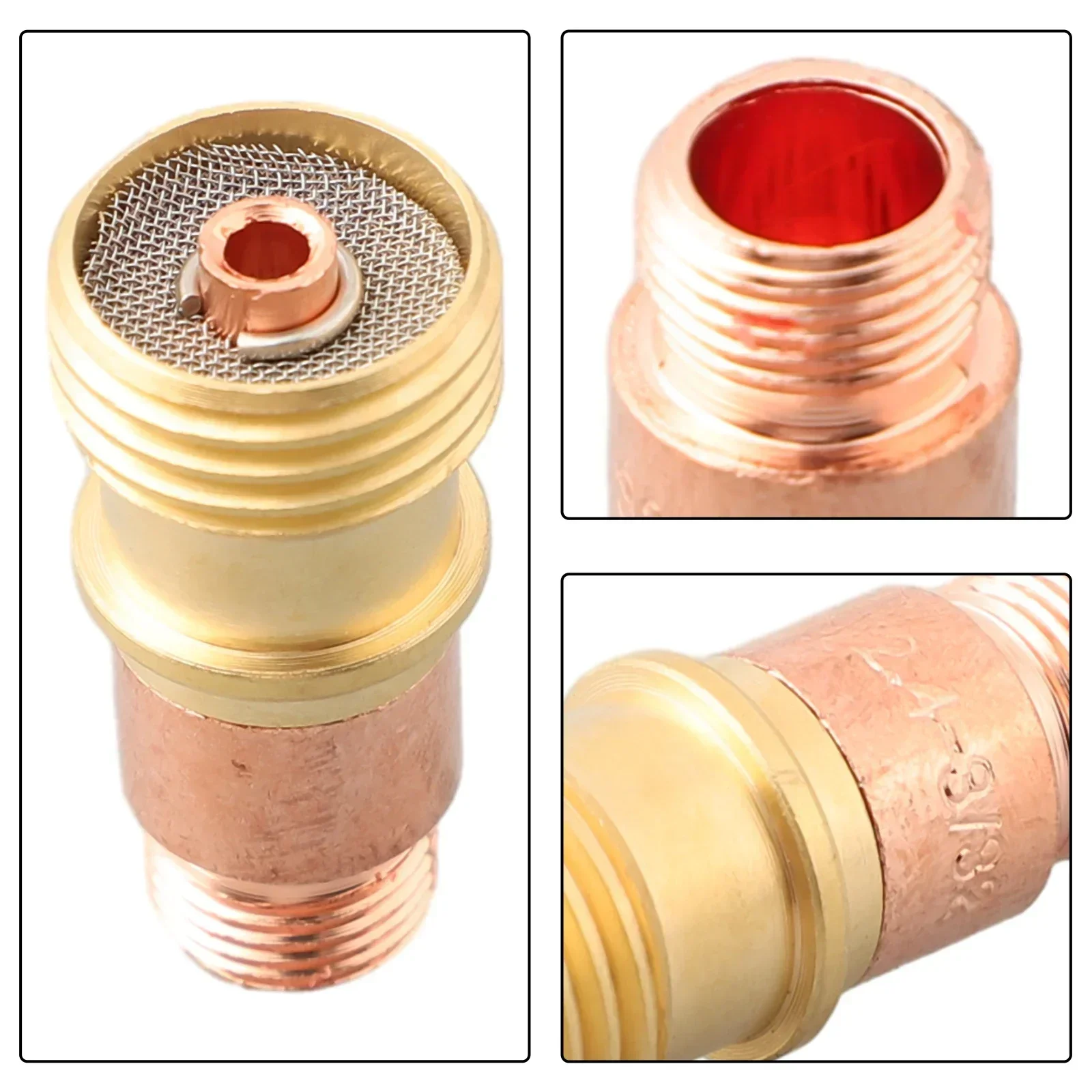 TIG 17GL Collet Body Stubby Gas Lens Connector With Mesh Brass Collets Body Stubby Tig WP-17/18/26 Torch Welding Soldering