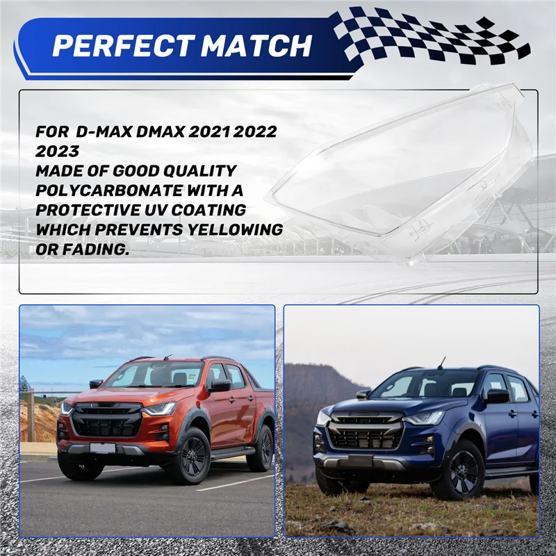 【¡¡Casa de precio! !】 Cubierta de faro para Isuzu d-max 2021-2023, pantalla de lámpara, lente de faro para d-max, cubierta de lente transparente derecha
