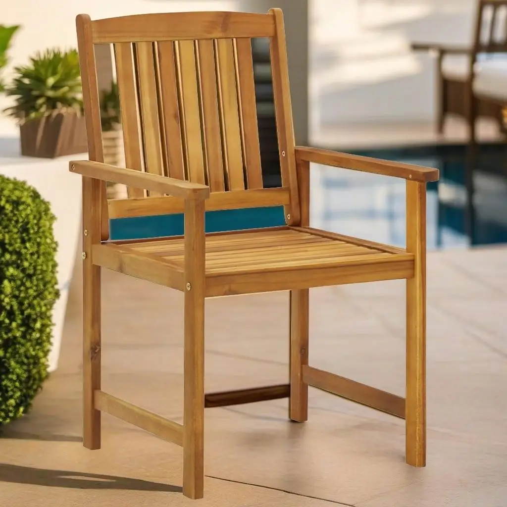 2 Pcs Acacia Wood Patio Chairs with Cushions - Durable & Stylish Outdoor Seating