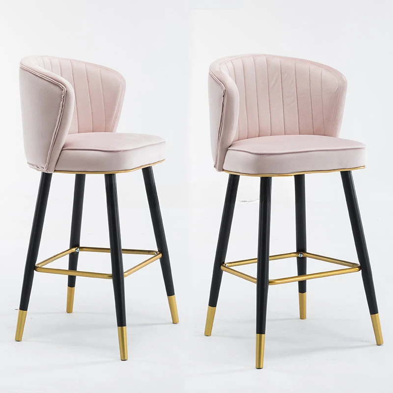 Light Luxury Flannel Bar Chair Hotel Front Desk Home Kitchen High Chair Height 55cm 65cm 75cm Bar Stools sillas