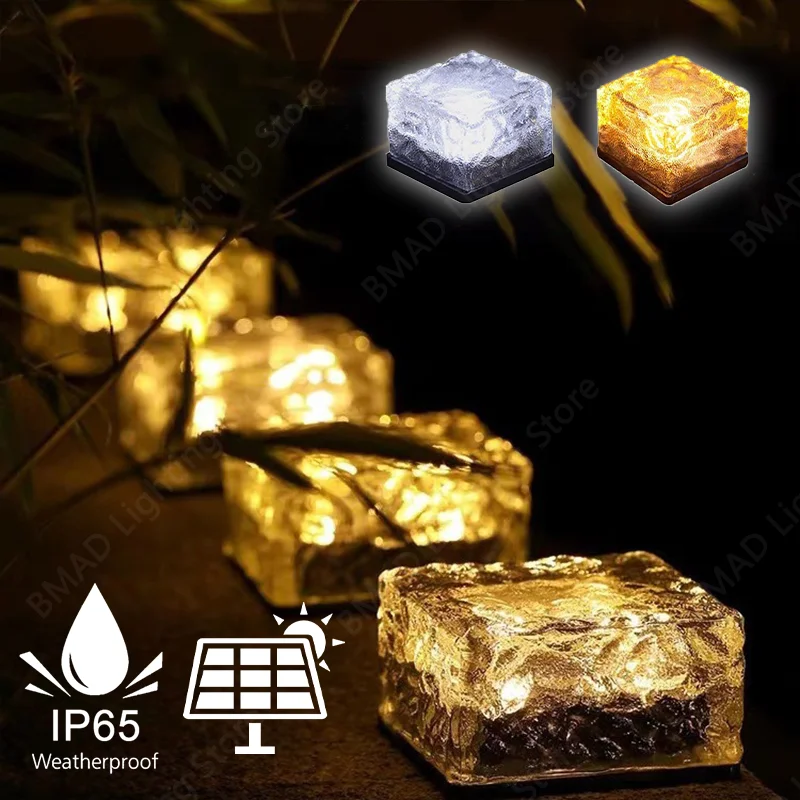 تعمل بالطاقة الشمسية آيس كيوب مصباح عيد الميلاد أجواء الإضاءة للماء لقضاء عطلة ديكور حديقة الزجاج مسار ساحة الخفيفة #1