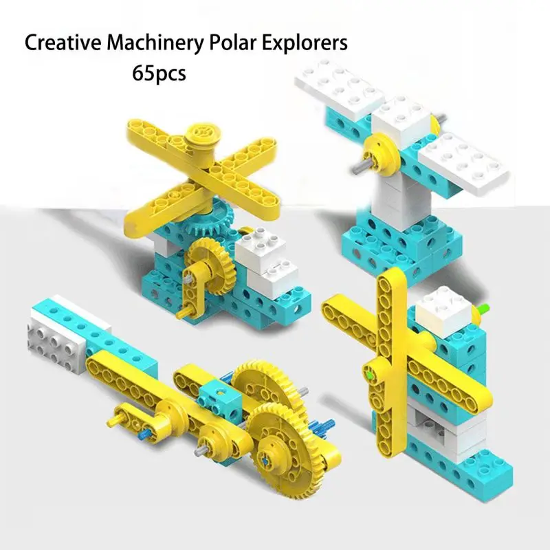 Teoria de engrenagem bloco de construção de partículas grandes máquinas criativas exploradores polar montar tijolos brinquedos de iluminação para crianças