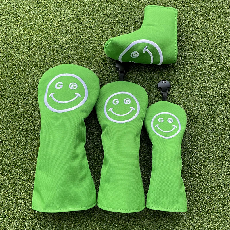 Smile Golf Club #1 #3 #5 Wood Head covers Driver Fairway Woods Cover Putter Headcover