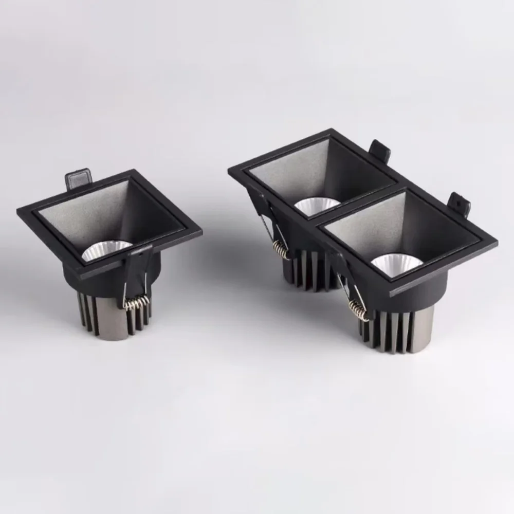 Embedded square grid spotlight LED household ceiling light, living room bedroom anti glare decorative lighting