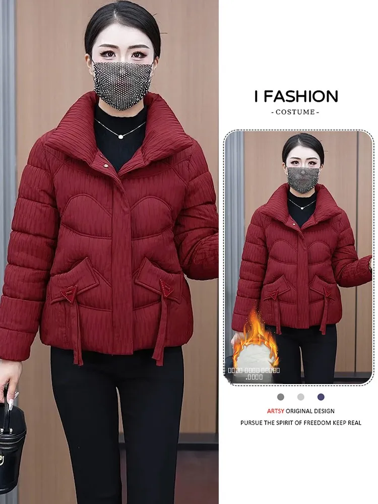 

Утепленная хлопковая куртка для женщин, новая зимняя модель, теплая, для повседневной носки, в корейском стиле, свободного кроя, на молнии