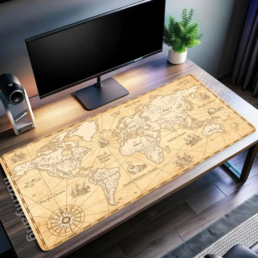 

Retro pirate ship drawing mouse pad 900x400mm large computer office game desk pad XXL rubber anti-slip game keyboard mouse pad