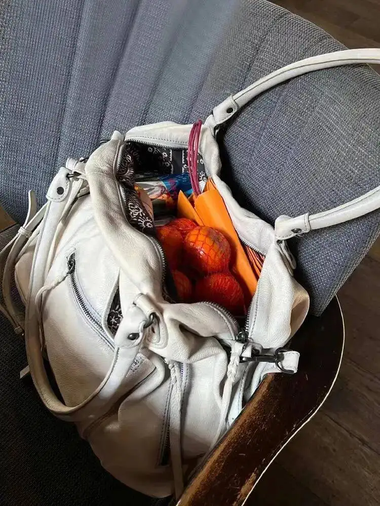 Bloom Hot Girls White Tote Women Vintage Leather Soft Large Capacity Handbag Messenger Bag Female Y2k Grunge Shoulder Bags