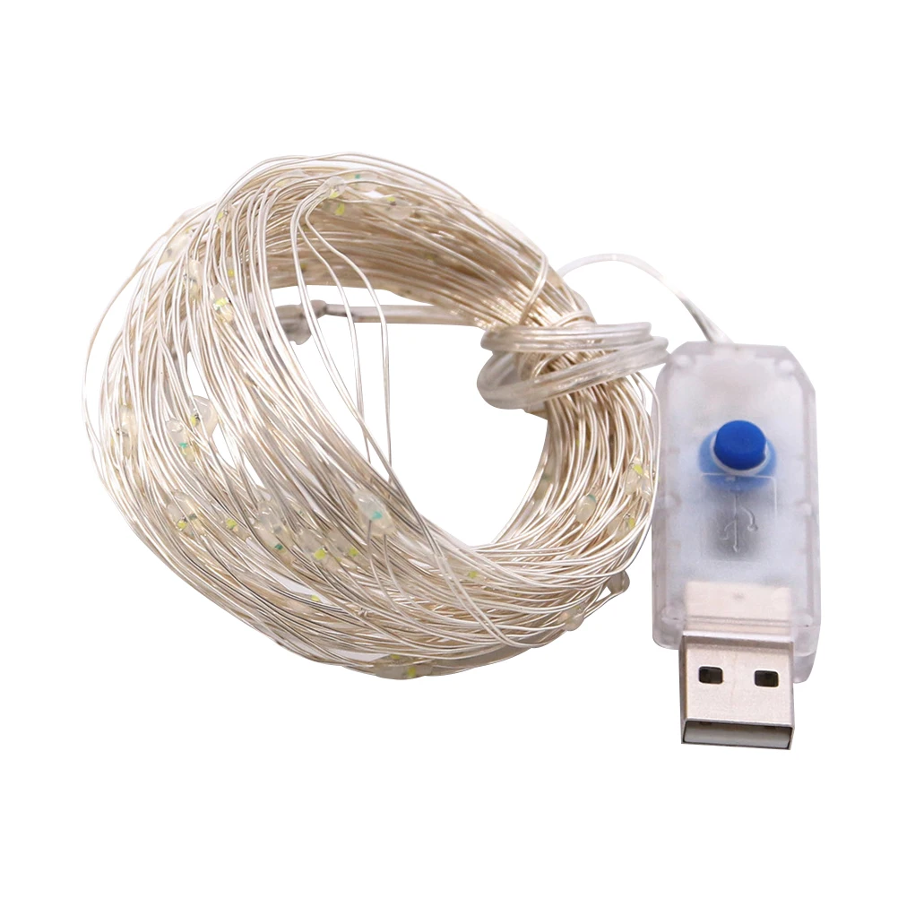 

USB String 10M Silver Wire LED Remote String Lights Photo Wall Tree Decor Warm Comfortable Low Power Party Festive