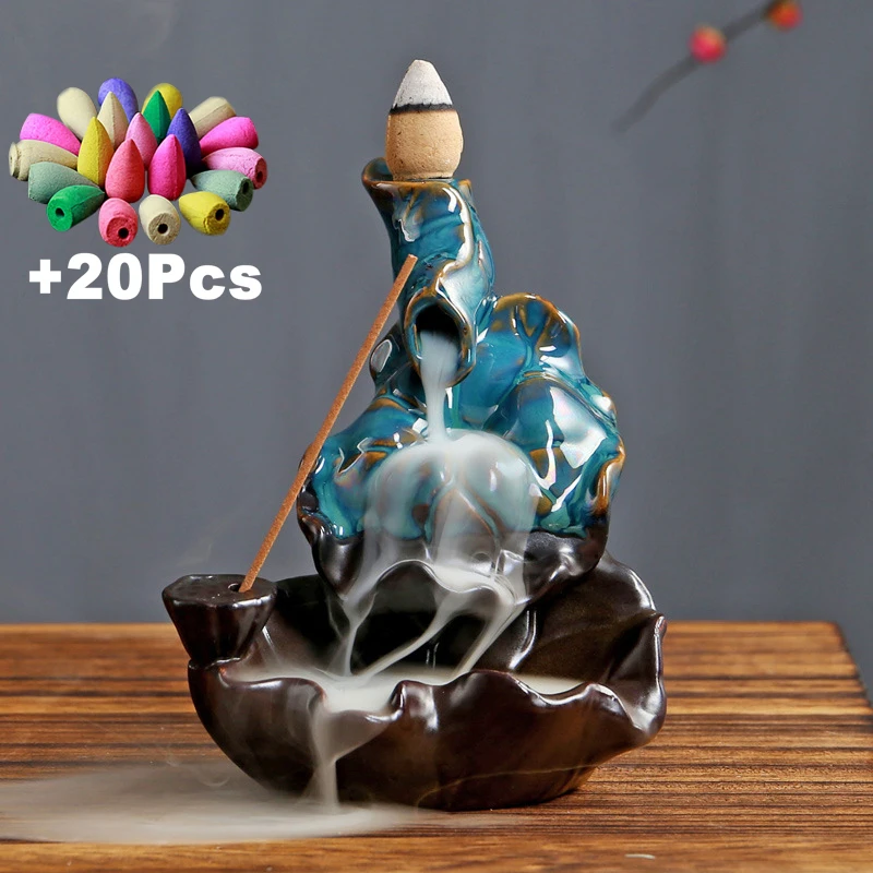 

Incense Cones Handcrafted Home Decorations Ceramic Monk Backflow Stick Holder TeaPet