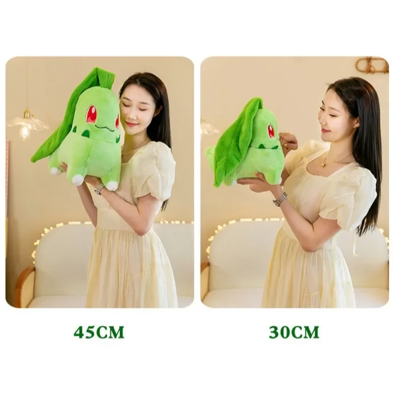 30/45Cm Pokemon Chikorita Pluche Pop Soft Gevulde Cartoon Chikorita Speelgoed Kawaii Japan Anime Elf Pluche Verjaardagscadeau voor Kinderen