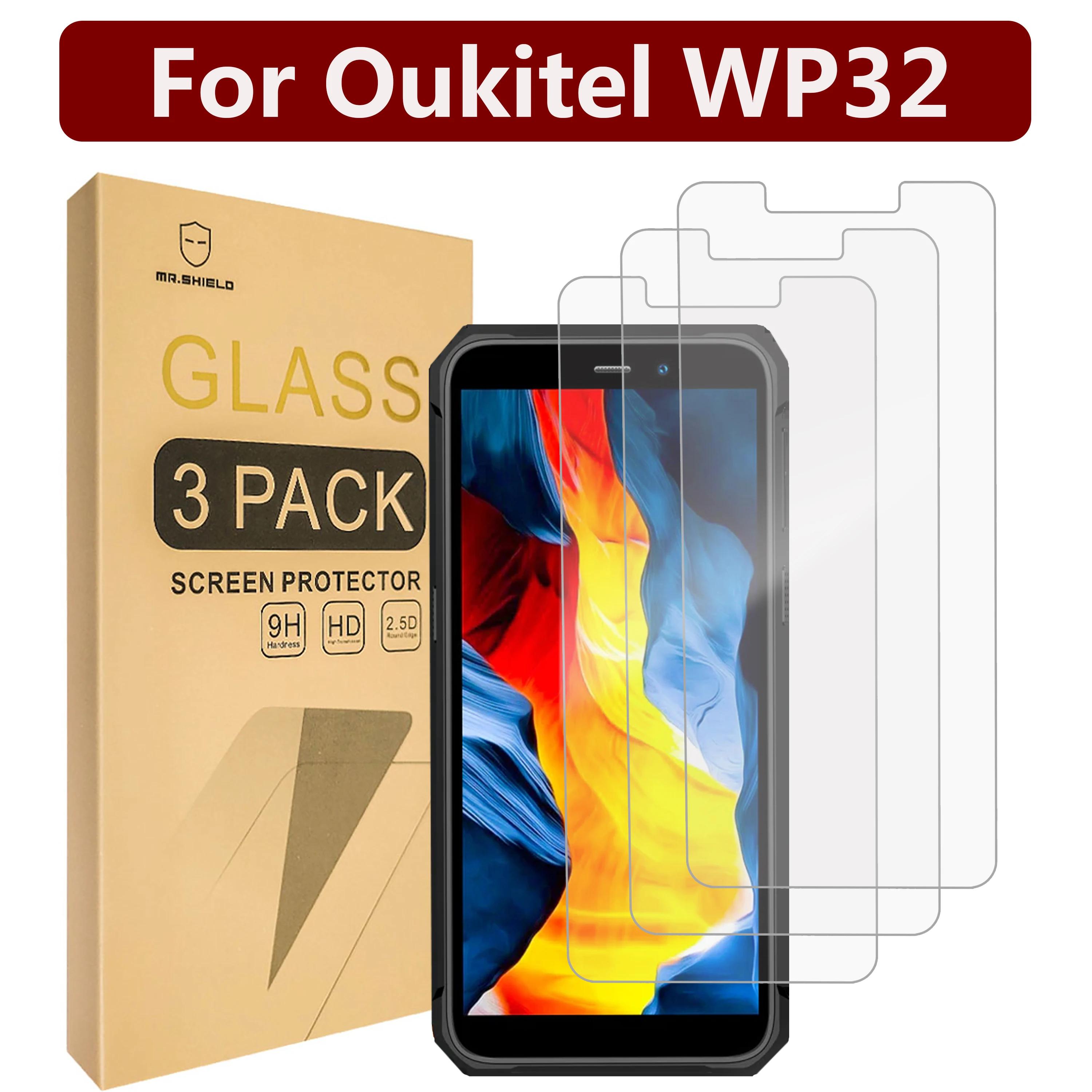 Mr.Shield [3-Pack] Screen Protector For Oukitel WP32 Pro / WP32 [Tempered Glass] [Japan Glass with 9H Hardness] Screen Protector