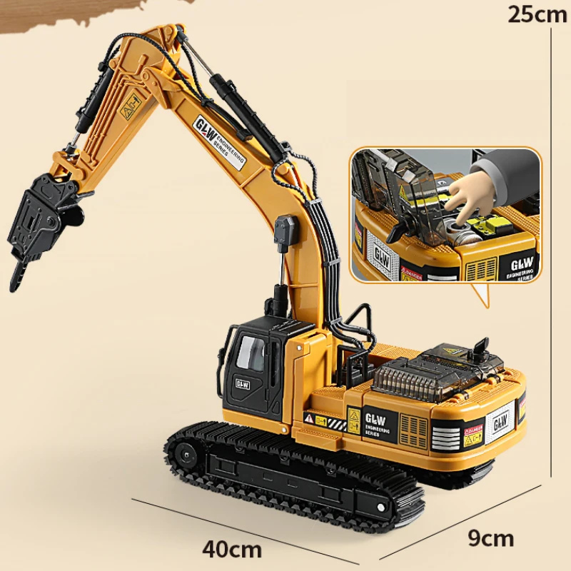1:40 13 أنماط التراجع الضوء والصوت الهندسة شاحنة البناء دييكاست سيارة حفارة سبيكة لعب للأطفال الأولاد الهدايا #6