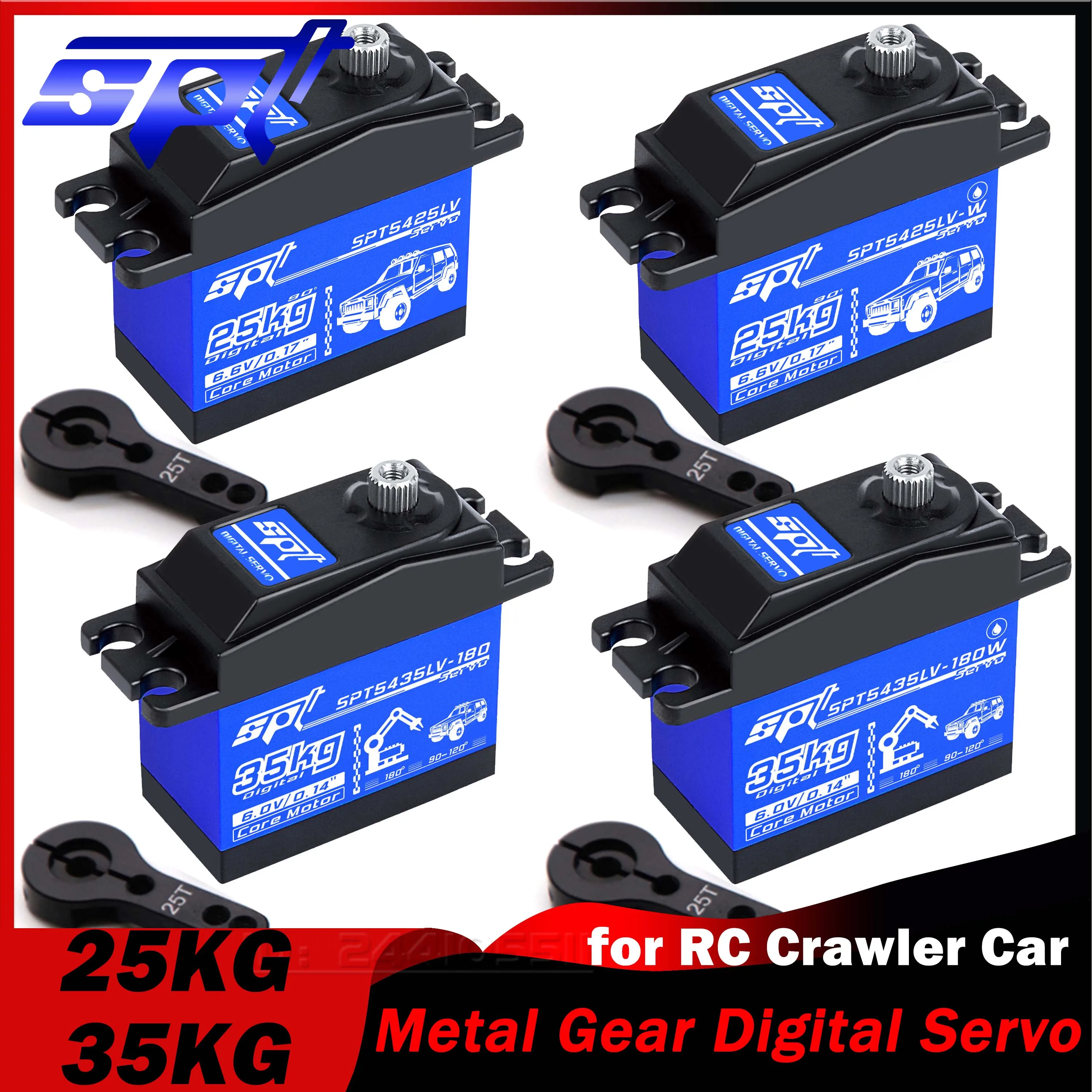 SPT 25KG 35KG Metal Gear Large Torque Digital Servo Waterproof Motor 25T Arm for RC Crawler Car SCX10 TRX4 Robot Upgrade Part
