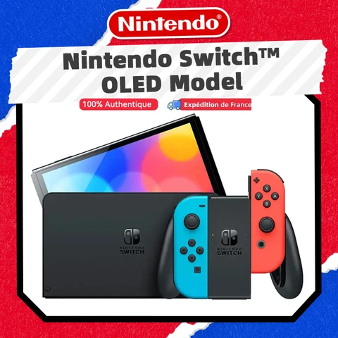 Consola de juegos OLED Nintendo Switch, juego de pantalla táctil de 7 pulgadas y 3 modos de juego, blanco, azul y rojo, 64GB