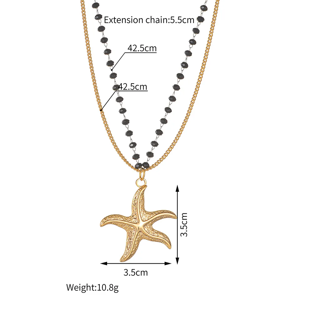 Hot Selling 18K Gold-Plated Stainless Steel Ocean Style Starfish Necklace High Quality Men\'s Women\'s Choker Jewelry Accessories
