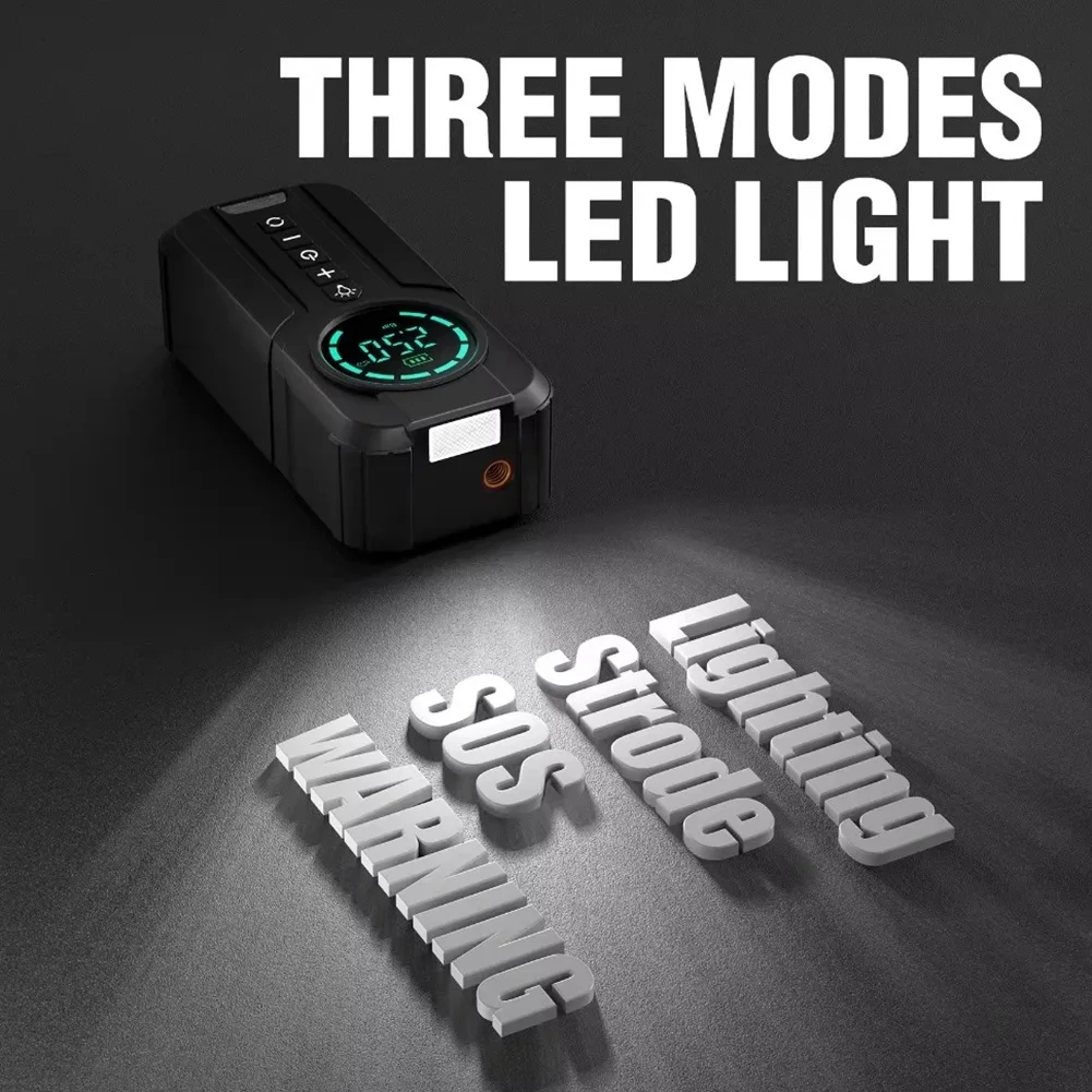 Bomba de ar de partida de emergência para carro, compressor de ar 150psi, 2000a, banco de potência de partida de emergência, iluminação, equipamento de partida de bateria