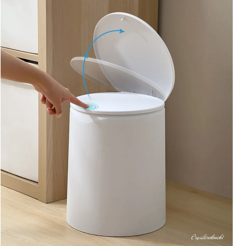 Trash Can Living Room With Cover Paper Basket Light Luxury Household Toilet Kitchen Large Capacity Office Press Type Poubelle