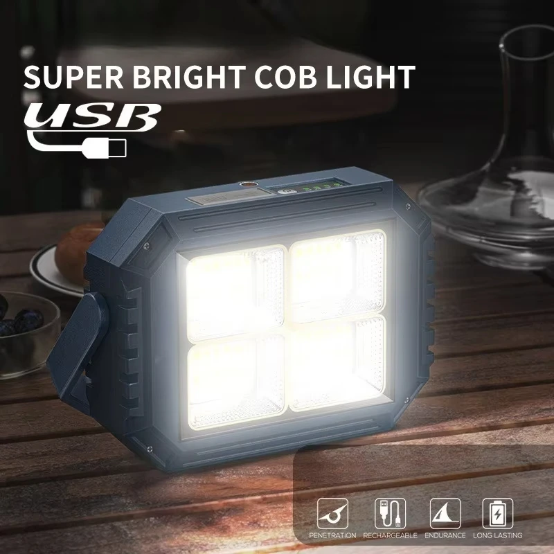 Solar Rechargeable LED Floodlight - Portable,Ultra-Bright, Cordless Floor Design with Color-Changing Feature,Outdoor Camping