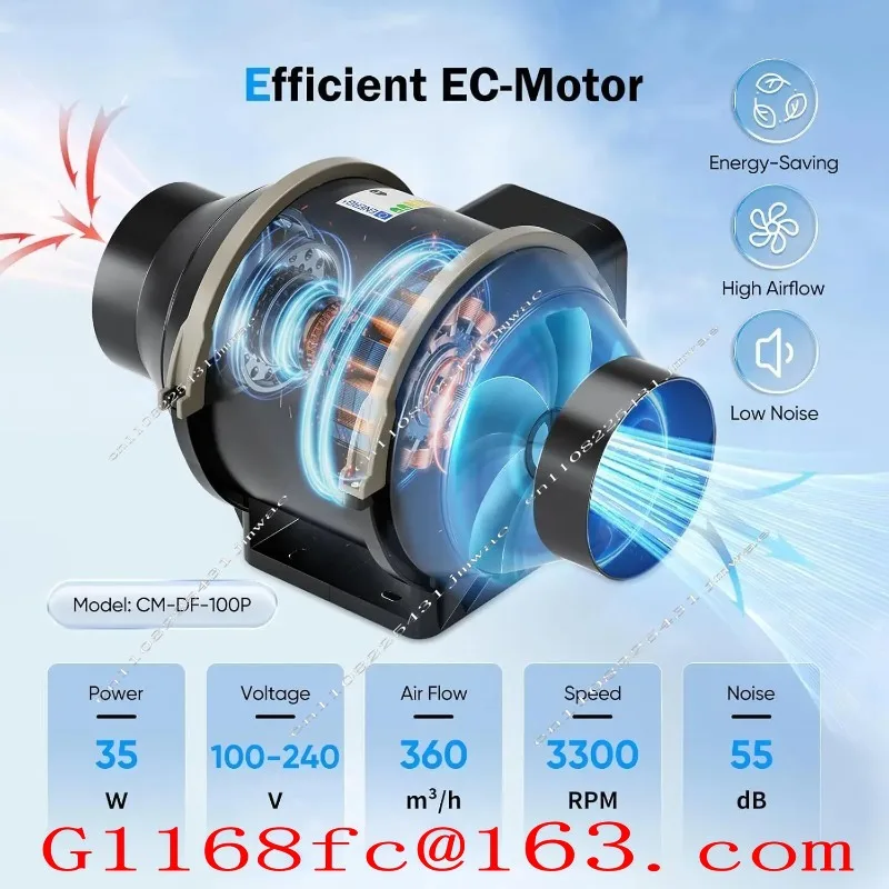 4 Inch Knob Speed Regulation EC Pipe Fan Carbon Can Filter Sleeve
