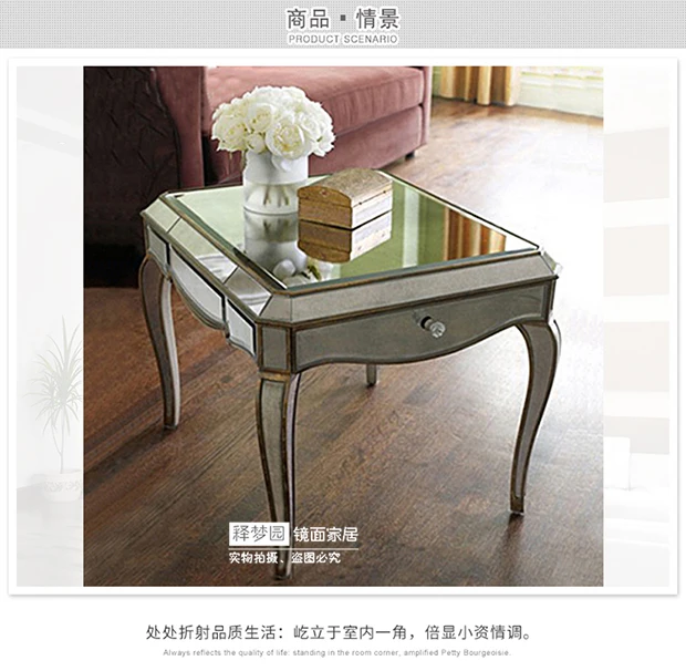 

Export Boutique/Coffee Table/Glass Coffee Table/Antique/Coffee Table/European Furniture/Mirror Furniture 0814