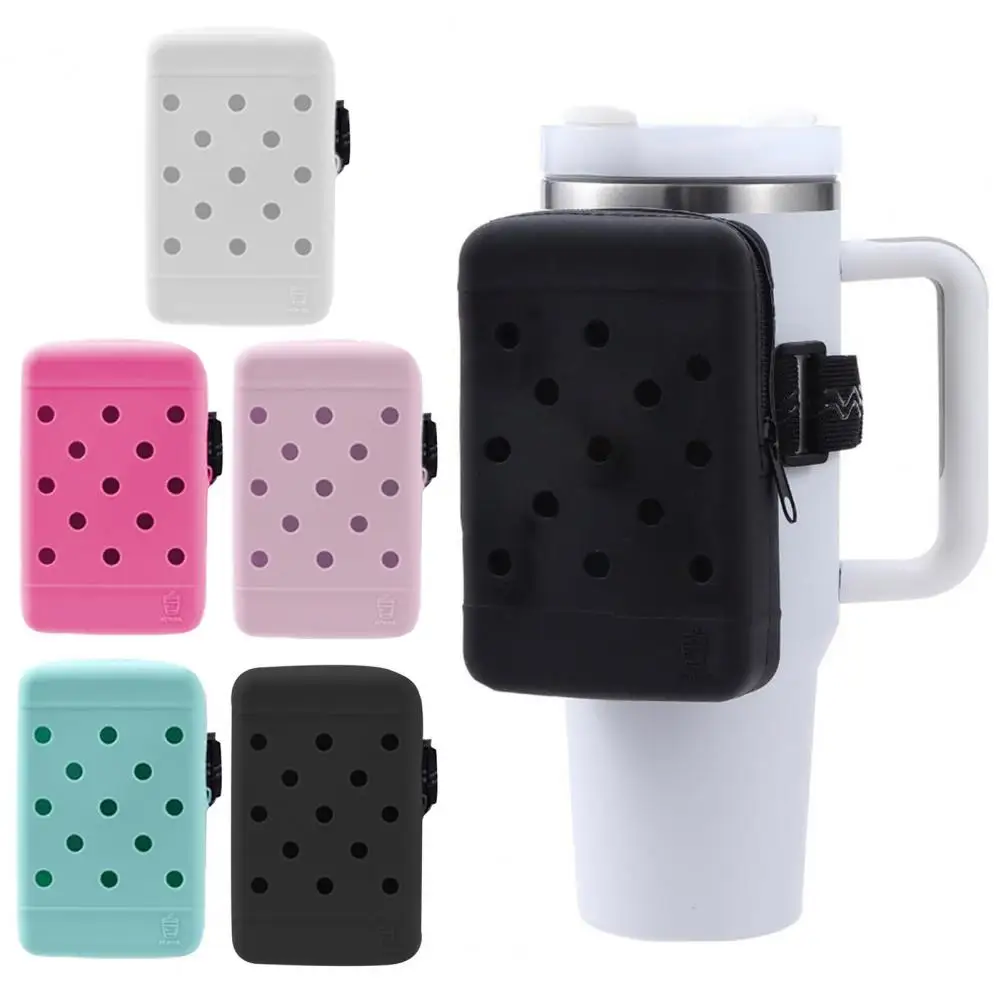 Gym Bottle Accessory Phone Bag Adjustable Silicone Water Bottle Pouch with Phone Holder for Sports Gym Capacity Tumbler Bag