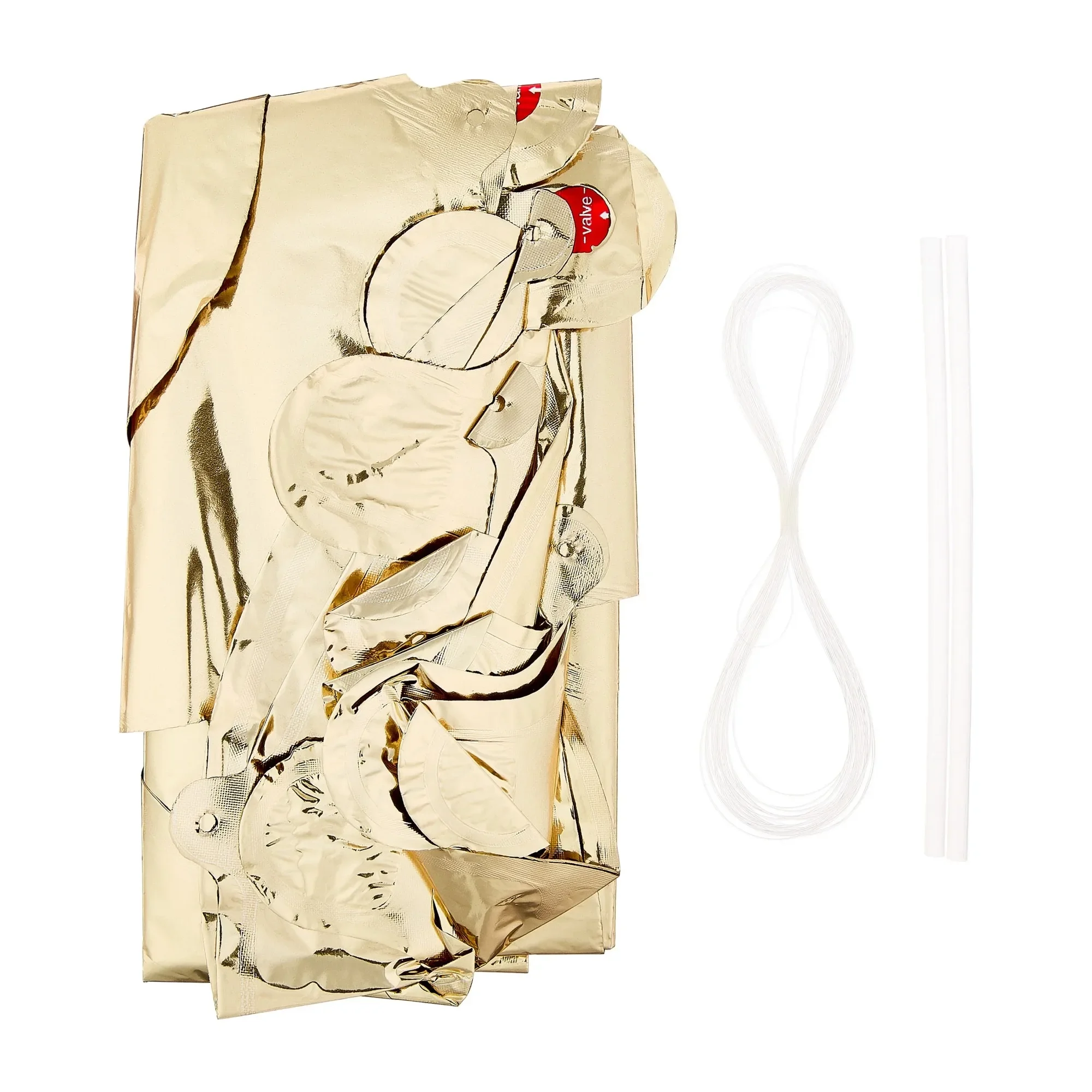 بالونات ذهبية قابلة للنفخ لعيد الميلاد السعيد، ببساطة تنفخ كل بالون باستخدام القش المقدمة وتخيطها معًا