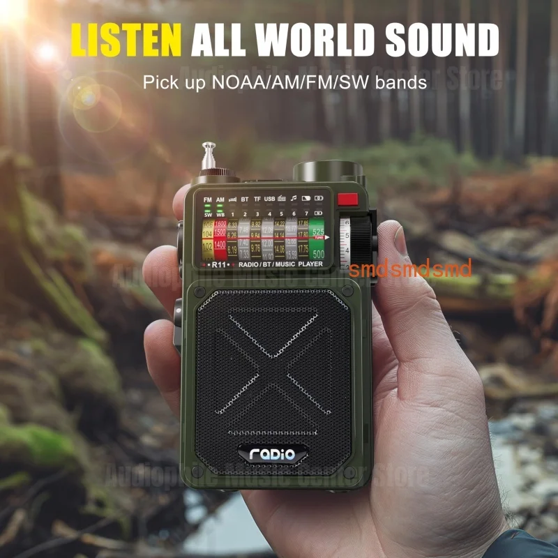 

Portable Disaster Kit Emergency Weather Hand Crank Solar Radio 4000mAh Rechargeable Speakers Flashlight AM/FM/SW/WB Radio SOS TF