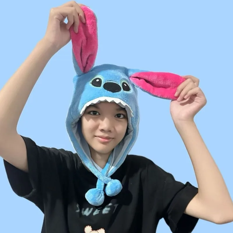 หมวกดิสนีย์สติทช์ ดีไซน์สร้างสรรค์ คุณภาพสูง สไตล์การ์ตูนอนิเมะ สำหรับเด็กชายและเด็กหญิง ฤดูใบไม้ร่วงและฤดูหนาว หมวกกันหนาวพร้อมที่ปิดหู