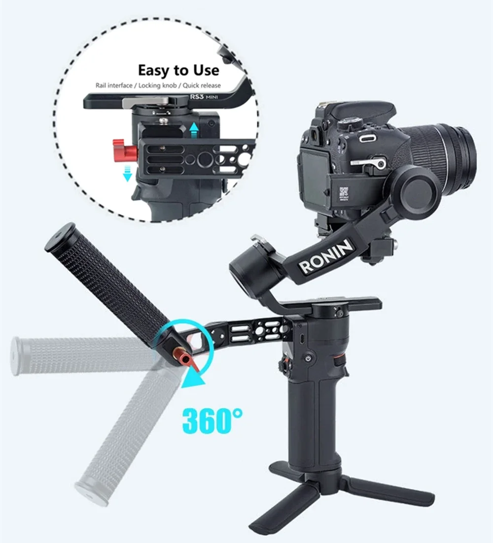360 ° Регулируемая алюминиевая ручка для ремня удлинительная DJI Ronin RS4/Pro/RS3 Pro/RS3 Mini/RSC2 стабилизатор Фото №4