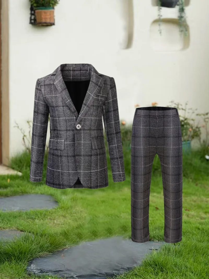 

Gentleman Kids 2Pieces/Set Jacket Pants Wedding Dress Boys Formal Host Piano Performance Suit Children Blazer for Birthday