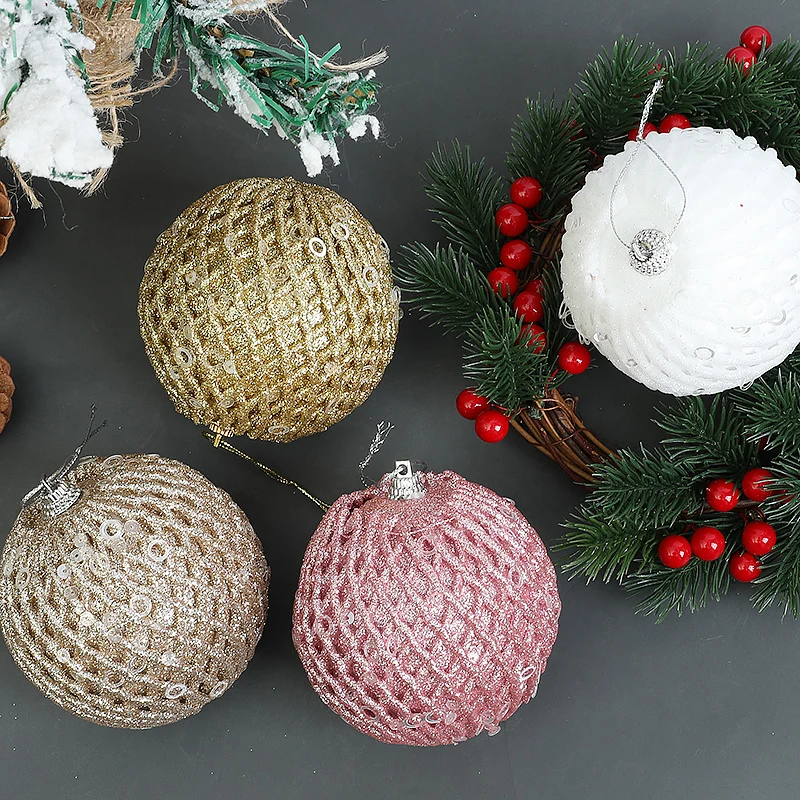 

12pcs/Set Colorful 8CM Sequins Painted Christmas Ball Set Christmas Tree Hanging Pendant Home New Year Party Decoration Supplies