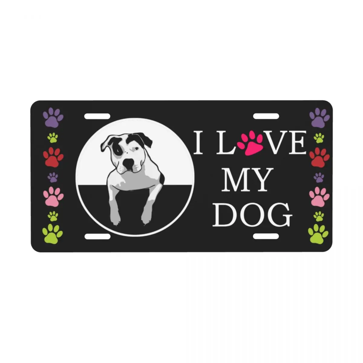 England Bull Terrier Dog Gifts Pet License Plate Cover Dog Lover Vanity Tag Aluminum Metal License Plate Sign 6x12 Inch