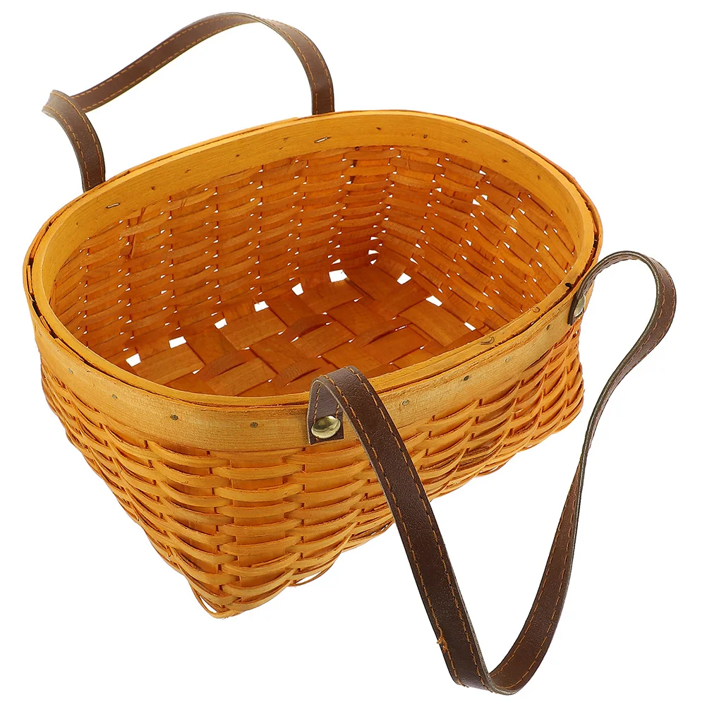 

Bamboo Woven Picnic Basket Mini Storage Baskets with Lid Handle Portable Fruit Flower Handmade Home ML1816S Small