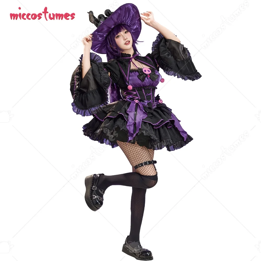 

miccostumes Women's Costume Doll Witch Cosplay Set Gothic Lolita Dress with Cape and Hat Halloween Cosplay Costumes