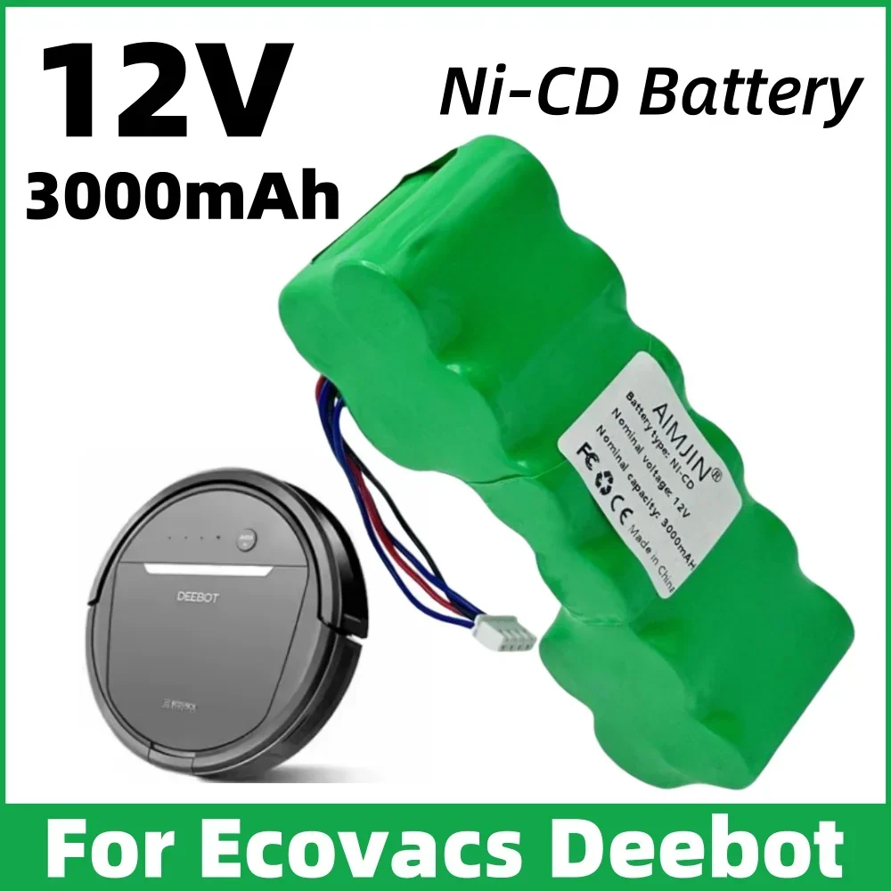 

12V 3000mAh Replacement Ni-CD Battery for Ecovacs 10001568 10002167 DD3G DD4G DE5G DD35 DG710 DM88 ZJ1517-HFR Robotic Vacuum Cle