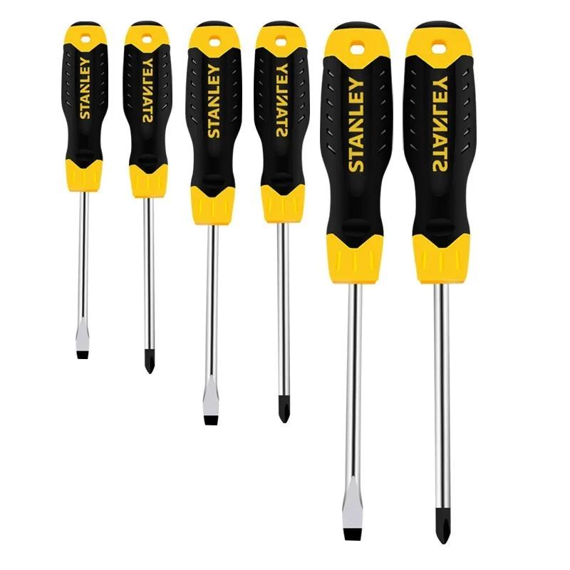 Stanley 66-672-23 Screwdriver Set Rubber Handle Slotted Cross Manual Screwdriver 6pcs