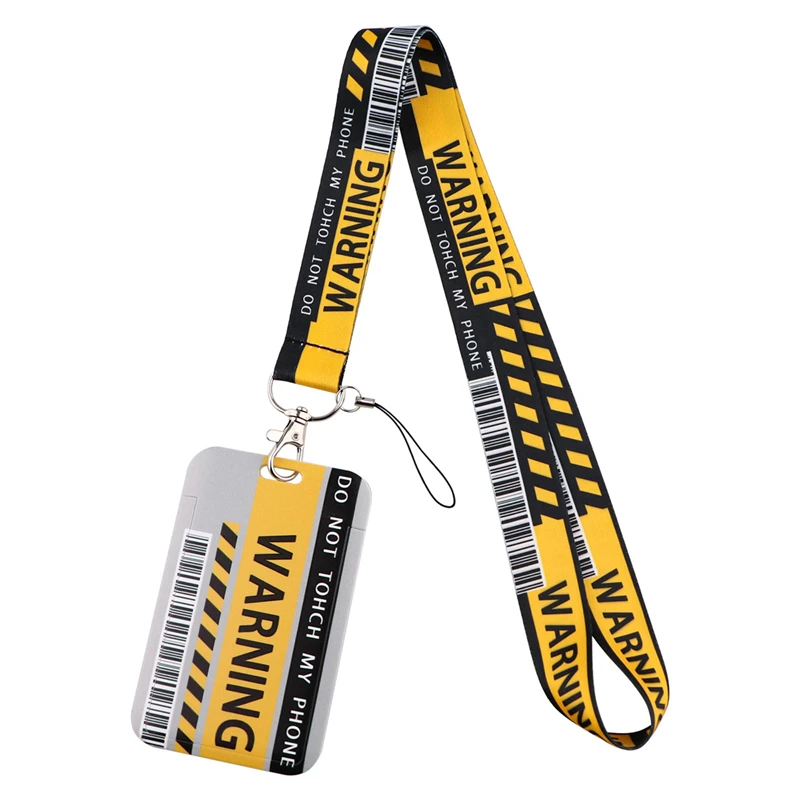 Caution Sign Neck Keychain Necklace Webbings Ribbons Anime Cartoon Neck Strap Lanyard ID badge Holder Keychain Lanyards