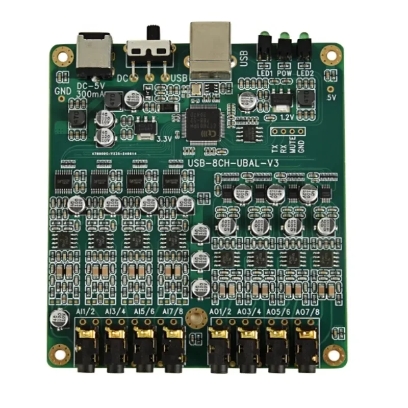 8 Channel USB Playback Recording IIS TDM Master-slave ASIO XMOS Soundcheck Measurement Custom Sound Card