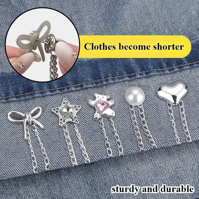 10 шт. металлические зажимы для одежды с цепочкой, многофункциональные зажимы на пуговицах для фиксации по краю хиджаба, одежды, длинные брюки, ножки, рукава рубашек